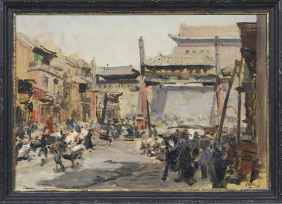 Erich Kips - Peking - Belebte Straße vor dem Stadttor Qianmen (Zhengyangmen) - Frame image