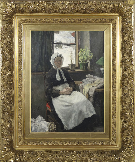 Fritz von Uhde - Die alte Näherin - Frame image