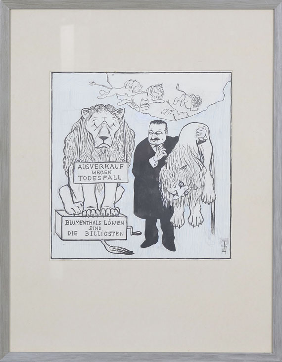 Thomas Theodor Heine - Blumenthal in der Löwengrube - Frame image