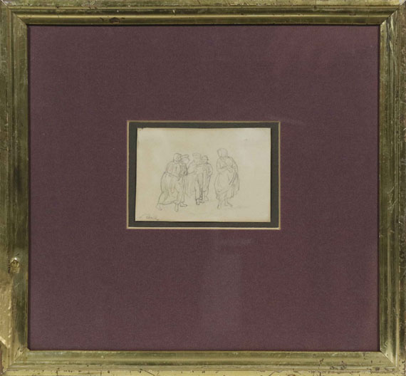 Adrian Ludwig Richter - Figurengruppe mit Studenten und einer Frau - Frame image