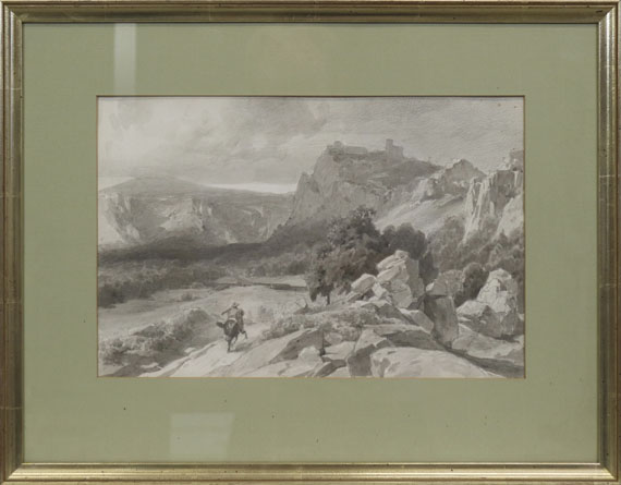 Anton von Werner - Blick auf die Burgruine Regenstein im Harz - Frame image