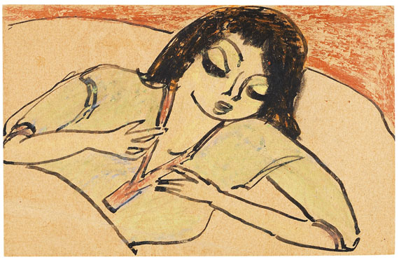 Erich Heckel - Liegende Frau im Bett