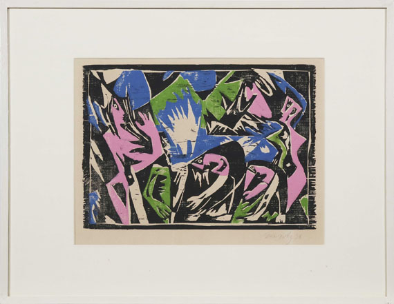 Ernst Wilhelm Nay - Fünf Badende in Lofoten - Frame image