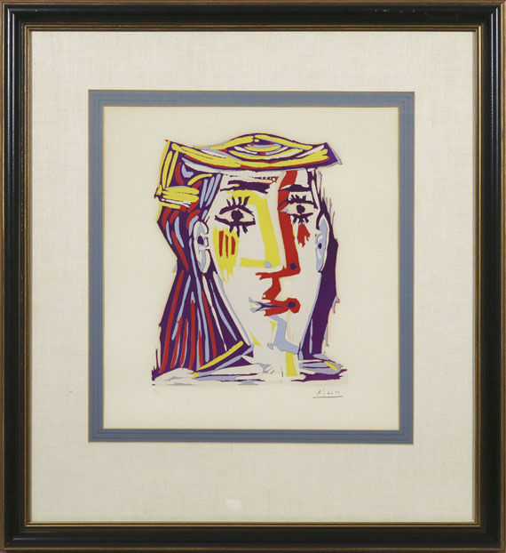 Pablo Picasso - Portrait de Jacqueline au chapeau de paille multicolore - Frame image