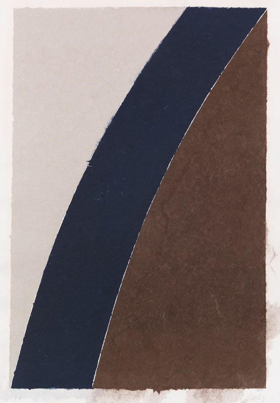 Ellsworth Kelly - Coloured Paper Image XII (Blue Curve with Brown and Grey)