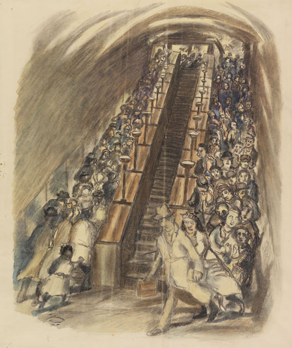 Ludwig Meidner - Londoner U-Bahn-Rolltreppe