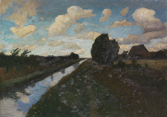 Modersohn - Moorkanal mit hohem Himmel