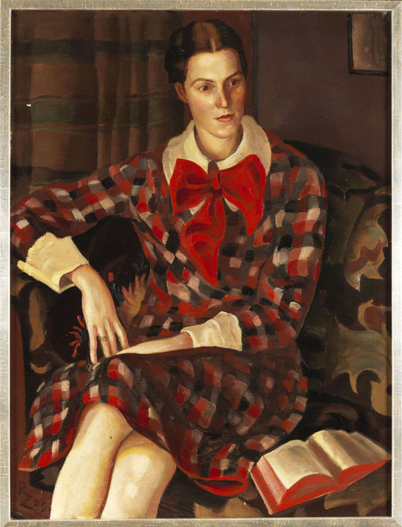 Richard Ziegler - Porträt einer Dame mit Buch (Paula Pfeifer, die Cousine des Künstlers) - Frame image