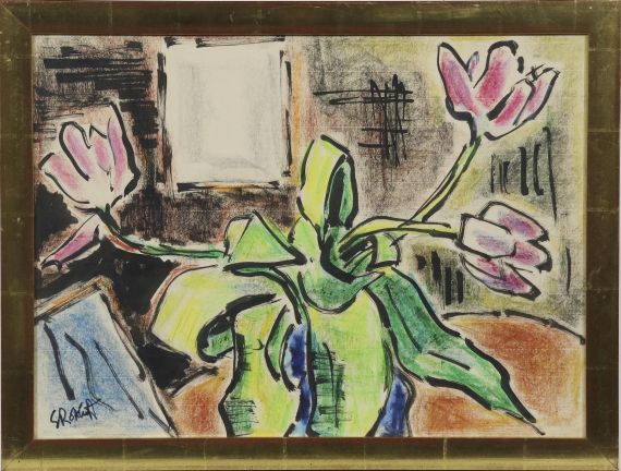 Karl Schmidt-Rottluff - Stillleben mit Tulpen - Frame image