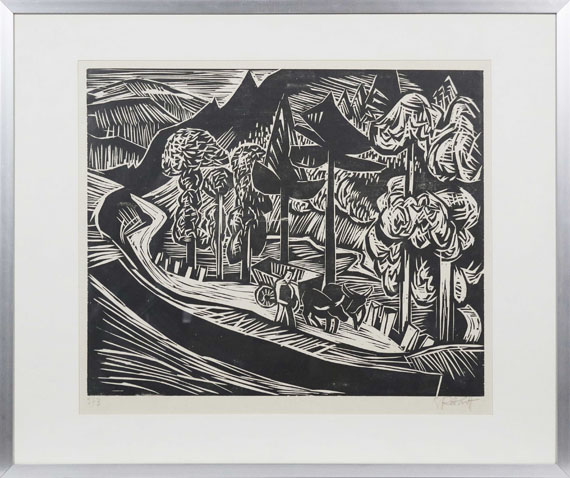 Karl Schmidt-Rottluff - Straße durch Gebirgstal mit Ochsenwagen - Frame image