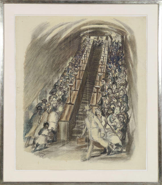 Ludwig Meidner - Londoner U-Bahn-Rolltreppe - Frame image