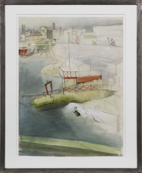 Karl Hubbuch - Marseille mit badender Frau - Frame image