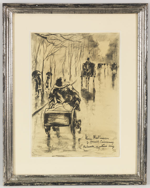 Lesser Ury - Mann mit Handkarren (Tiergartenstraße im Regen) - Frame image