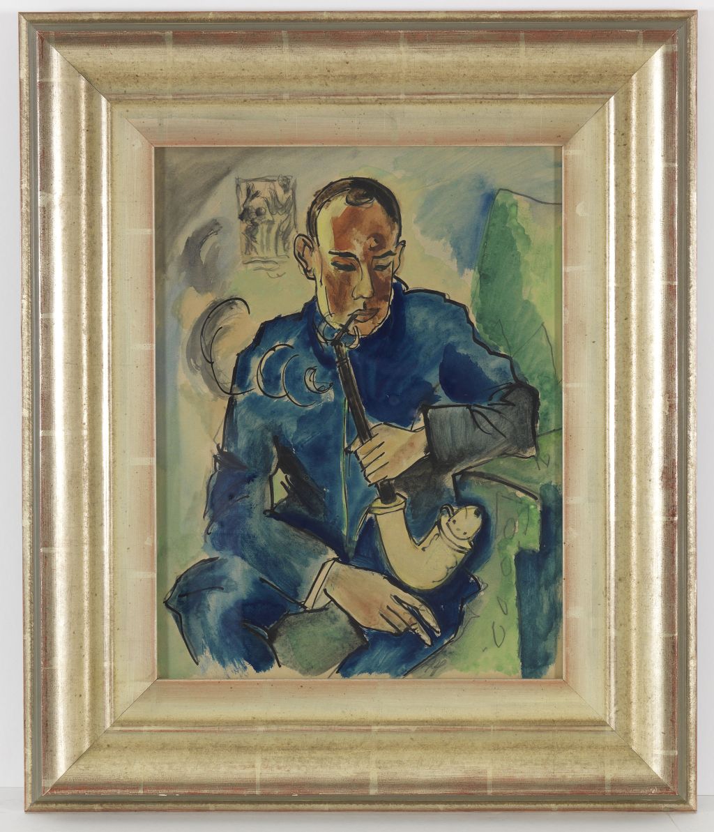 Hermann Max Pechstein - Der Raucher - Porträt Alfred Hess, Erfurt - Frame image