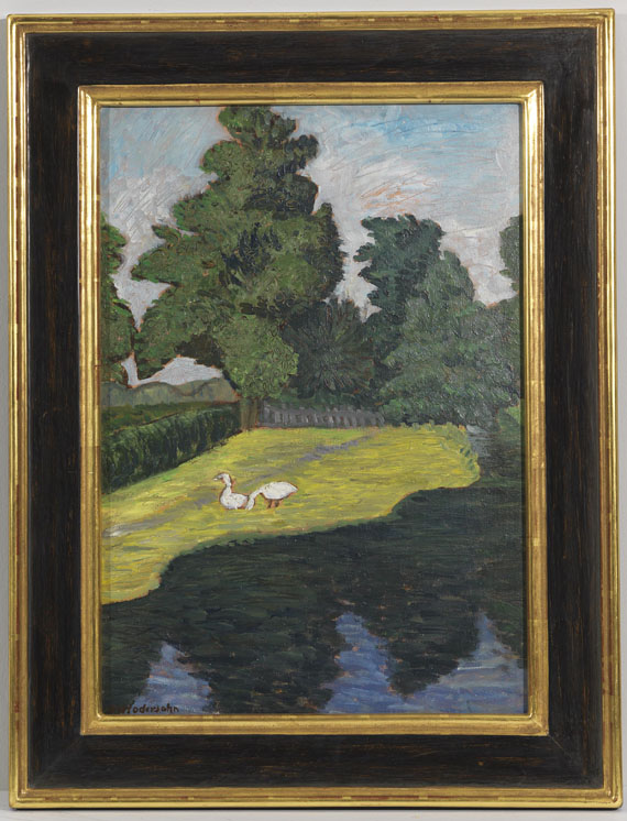 Otto Modersohn - An der Wümme mit Gänsen - Frame image