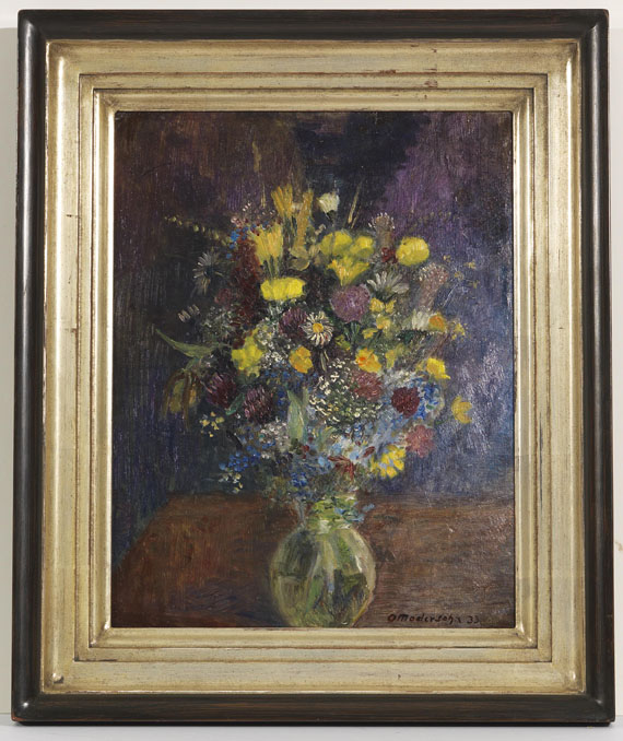 Otto Modersohn - Blumen vor blaugetöntem Grund - Frame image