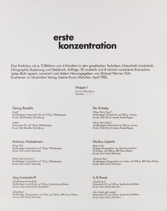  Mappenwerk / Portfolio - Erste Konzentration. Mappe I - 