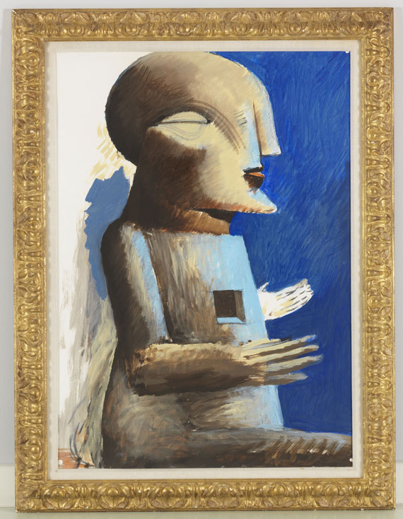 Horst Antes - Sitzende Figur mit quadratischem Loch im Bauch - Frame image