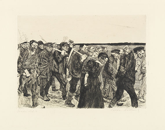 Käthe Kollwitz - 3 Radierungen u. 3 Lithografien (Die Weber). 1906-1918. - 