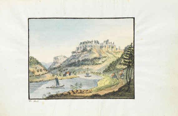  Album amicorum - Straßburger Stammbuch mit Eintrag Friedrike Brion. Anfang 19. Jh. - 
