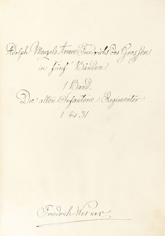 Adolph von Menzel - Armeewerk Friedrichs d. Gr. 6 Bde. (Werner-Exemplar)