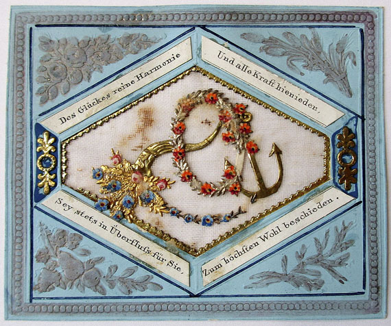  Album amicorum - Sammlung Gruß- und Glückwunschbillets, Stammbuchblätter. Um 1790-1890. In Ordner. - 