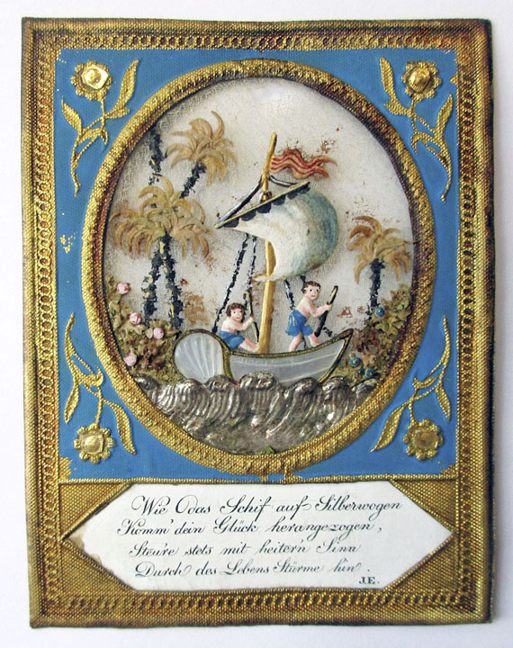  Album amicorum - Sammlung Gruß- und Glückwunschbillets, Stammbuchblätter. Um 1790-1890. In Ordner. - 
