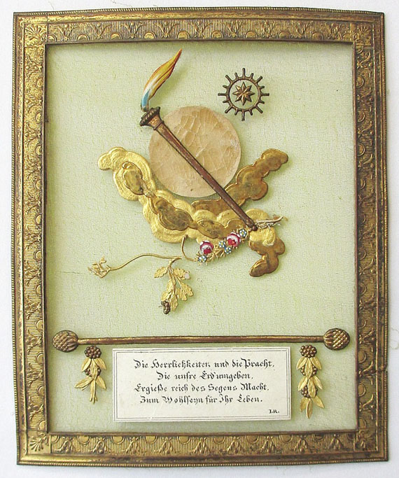  Album amicorum - Sammlung Gruß- und Glückwunschbillets, Stammbuchblätter. Um 1790-1890. In Ordner. - 