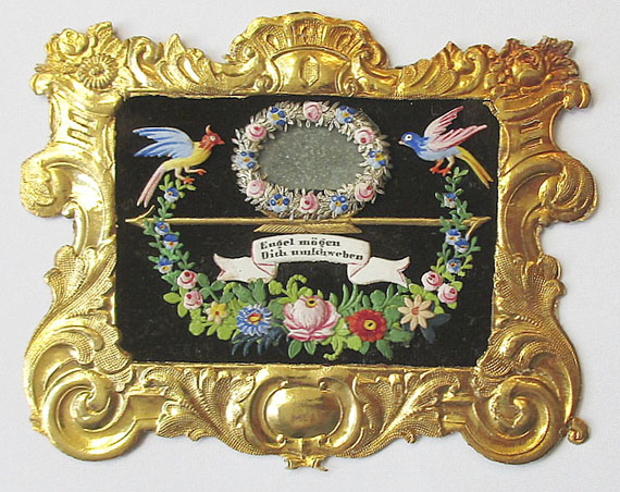  Album amicorum - Sammlung Gruß- und Glückwunschbillets, Stammbuchblätter. Um 1790-1890. In Ordner. - 