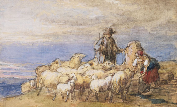 Edmond Jean-Baptiste Tschaggeny - 3 Bll.: Hirtenszenen - 
