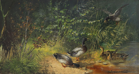 Julius Scheuerer - Enten am Teich