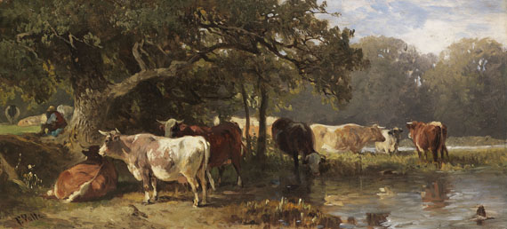 Friedrich Voltz - Kühe an einem See