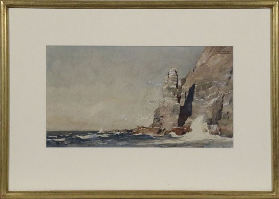 Edward Harrison Compton - 2 Bll.: Nordnorwegische Landschaften: Vogelfelsen auf der Insel Hjelms-Ö, Finnmark. Küste bei Arnøya - Frame image