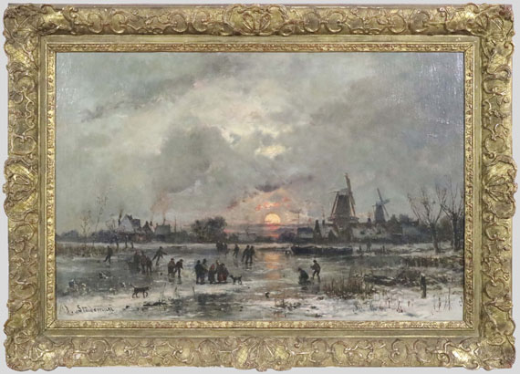 Adolf Stademann - Wintervergnügen am zugefrorenen Fluß - Frame image