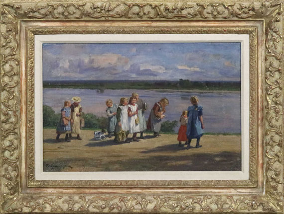 Friedrich Kallmorgen - Die Schule ist aus - Frame image