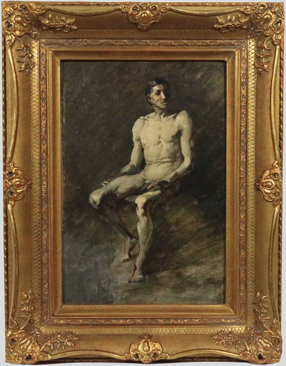 Wilhelm Busch - Sitzender männlicher Akt - Frame image