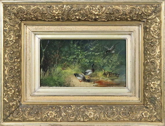 Julius Scheuerer - Enten am Teich - Frame image