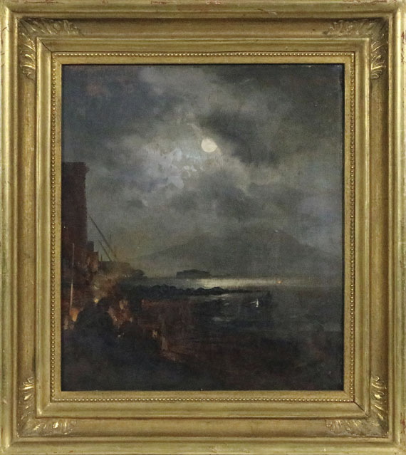 Oswald Achenbach - Fischer in der Bucht von Neapel bei Mondschein - Frame image