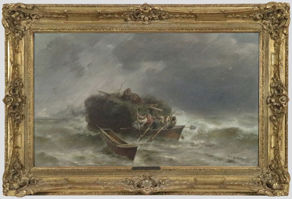 Joseph Wopfner - Heuschiff im Sturm - Frame image