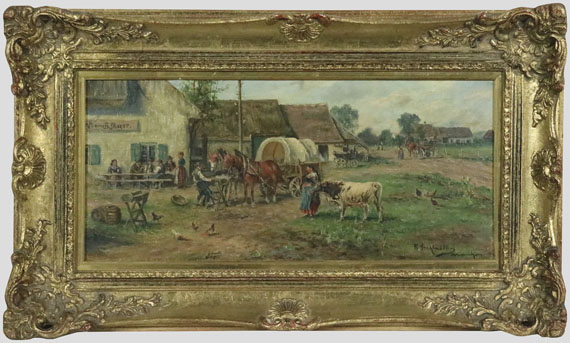 Karl Stuhlmüller - Rast vor dem Gasthof - Frame image