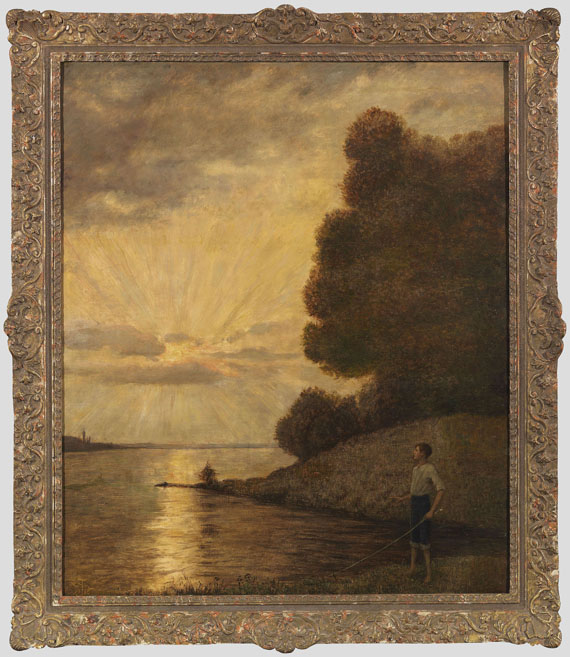 Hans Thoma - Sonnenuntergang am Oberrhein - Frame image