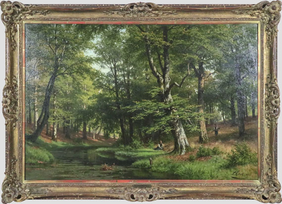 Fritz Ebel - Reisigsammlerinnen im Buchenwald - Frame image