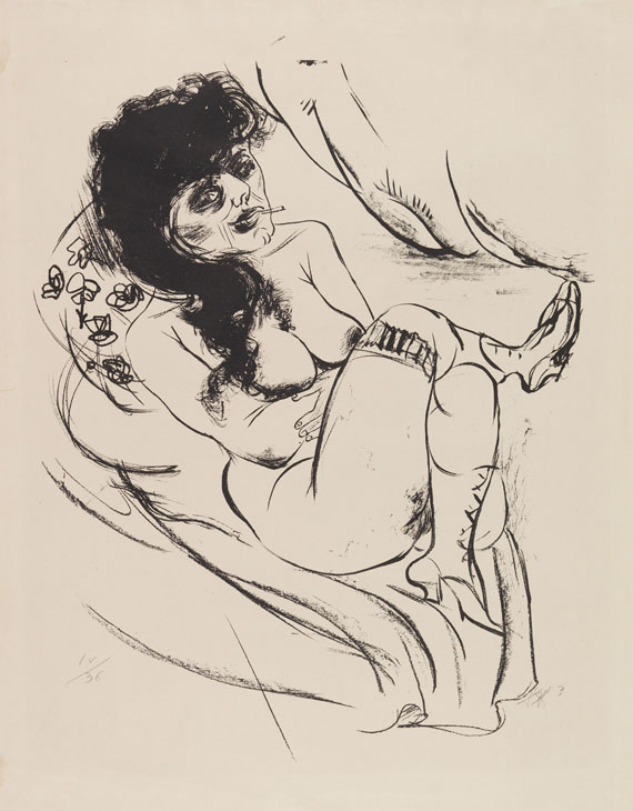 Otto Dix - Liegender Akt (Sitzende mit Zigarette)