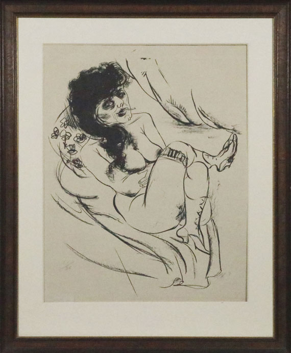 Otto Dix - Liegender Akt (Sitzende mit Zigarette) - Frame image