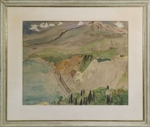 Erich Heckel - Blick auf die Küste und den Strand bei Taormina - Frame image