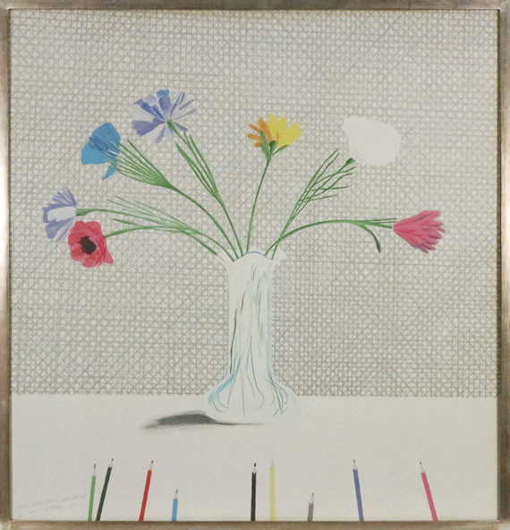 David Hockney - Coloured flowers made of paper and ink - Frame image