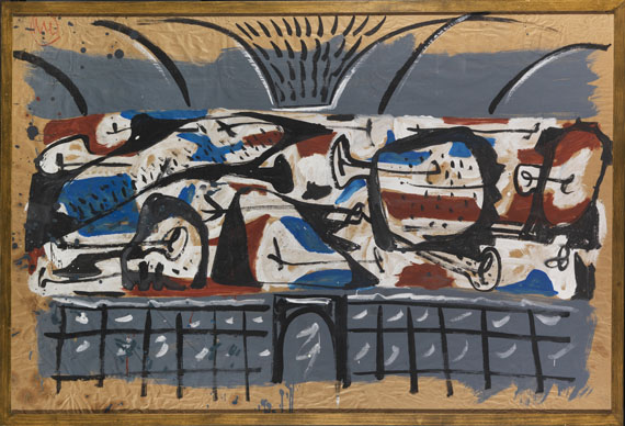Markus Lüpertz - Ohne Titel (Knochenbild) - Frame image