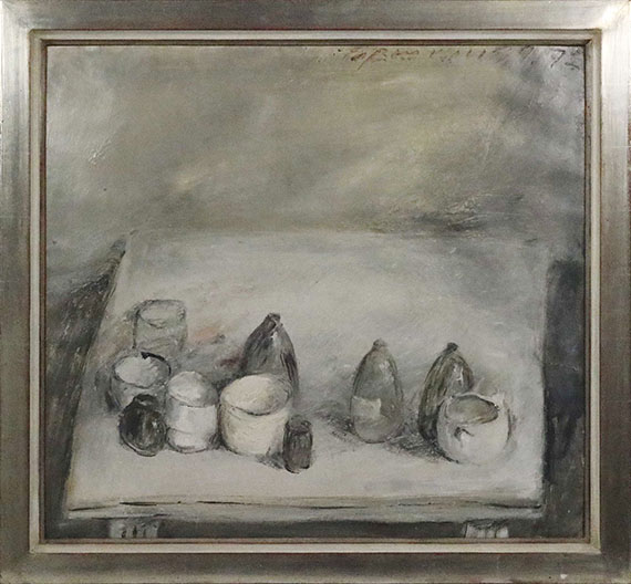 Klaus Fußmann - Stillleben mit Flaschen und Schalen - Frame image