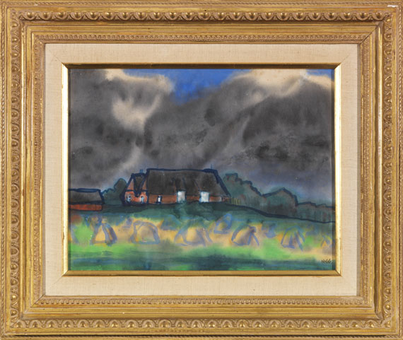 Emil Nolde - Bauernhof (Hof Hülltoft) in Nordfriesland mit Korndiemen - Frame image