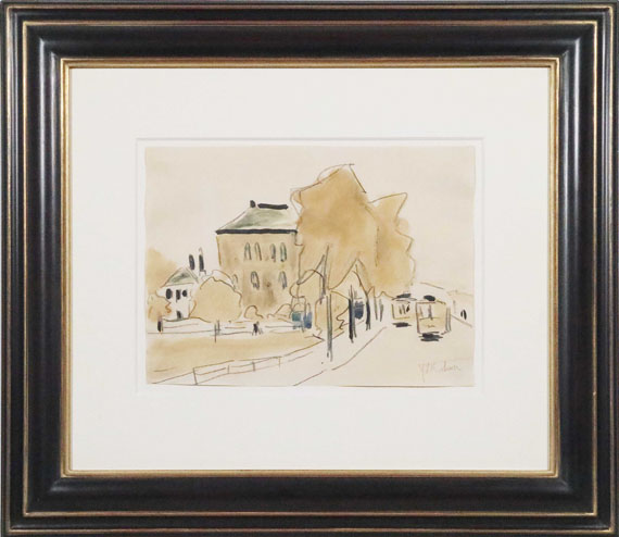 Ernst Ludwig Kirchner - Stadtlandschaft mit zwei Straßenbahnen (Strassenbahn. Berlinerstrasse in Dresden) - Frame image